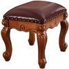 Folding Footstool Luxury European Style Solid Wood Footstool Leather Sofa Dressing Stool Fashionable Dining Chair/Meal Stool Change ShoeStool Upholstered Footstool (Color view 1