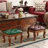 Folding Footstool Luxury European Style Solid Wood Footstool Leather Sofa Dressing Stool Fashionable Dining Chair/Meal Stool Change ShoeStool Upholstered Footstool (Color view 2