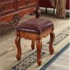 Folding Footstool Luxury European Style Solid Wood Footstool Leather Sofa Dressing Stool Fashionable Dining Chair/Meal Stool Change ShoeStool Upholstered Footstool (Color view 4