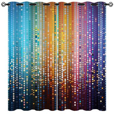 Ombre Blackout Curtains for Girls Boys Kids Home Decor, Abstract Lines Multicolor Starlight Gradient Grommet Thermal Insulated Drapes Darkening Window Curtain for Bedroom Living Room, 63 x 63 Inch