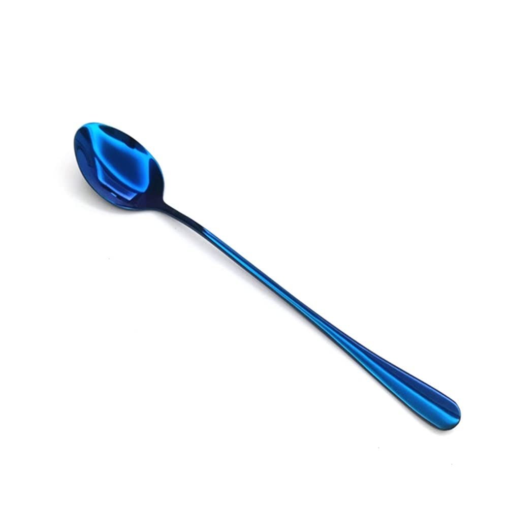 Spoons Silverware Dessert Spoons Long Handled Shaped Spoon Milk Tea Coffee Stirring Scoop Stainless Steel Coffee Spoon Dessert Spoon Cafe Spoon Set (Color : F, Size : 1 PCS)