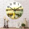 COCOKEN New York Wall Clock New York City Skyline PVC Wall Clock 12inch Rustic Farmhouse Clock Silent Battery Operated Round Wall Decor for Bedroom Master Room view 1