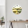 COCOKEN New York Wall Clock New York City Skyline PVC Wall Clock 12inch Rustic Farmhouse Clock Silent Battery Operated Round Wall Decor for Bedroom Master Room view 4