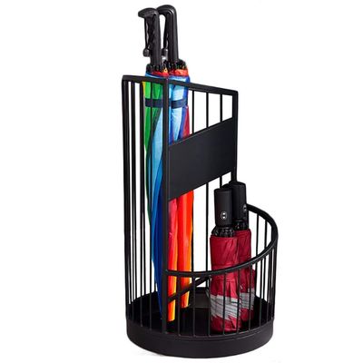 Wrought Iron Hollow Stratified Umbrella Stand Entrance Non-Slip Storage Holder for Home Hotel/Black/s
