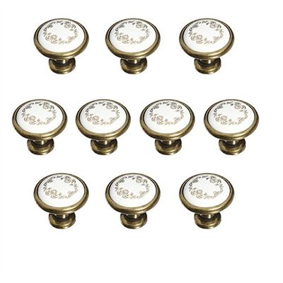 Kitchen Cabient Knobs,Furniture Drawer Handle,Set of 10 32mm French Flair Tulip Flower Ceramic Knobs - Hand-Painted Flower Mushroom-Shaped Design Round Handmade Kitchen Cupboard & Drawer Knobs - Cabin