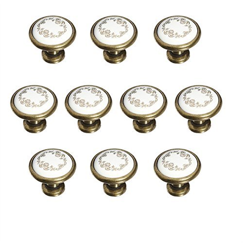 Kitchen Cabient Knobs,Furniture Drawer Handle,Set of 10 32mm French Flair Tulip Flower Ceramic Knobs - Hand-Painted Flower Mushroom-Shaped Design Round Handmade Kitchen Cupboard & Drawer Knobs - Cabin