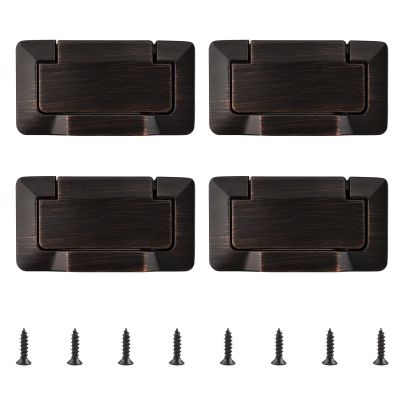 KORXPYYA Kitchen Cabient Knobs,Furniture Drawer Handle,4Pcs Nickel Pocket Doors Drawer Handle Flush Ring Pull, Hidden Concealed Zinc Alloy Knobs for Cabinets, Closets, Drawers (Color : Redblack)