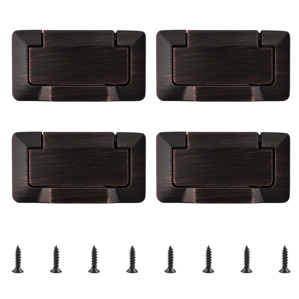 KORXPYYA Kitchen Cabient Knobs,Furniture Drawer Handle,4Pcs Nickel Pocket Doors Drawer Handle Flush Ring Pull, Hidden Concealed Zinc Alloy Knobs for Cabinets, Closets, Drawers (Color : Redblack)