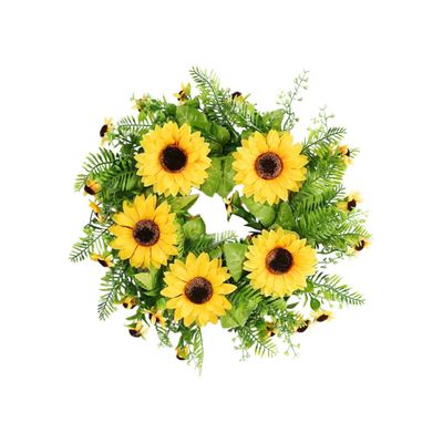 PRETYZOOM 1pc Sunflower Garland Wreath for Front Door Front Door Decor Wedding Garland with Flowers Faux Wreath Sunflower Out Decor Household Pendant Plastic
