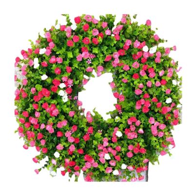 Farmhouse Colorful Cottage Wreath Spring Decoration, 2024 New 18 Inch Beautiful Artificial Wreaths for Front Door, Spring Wreath Welcome Sign, All Season Home Porch Wall Decor Wreath (B)