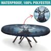 Barsada Deer and Snowflake Print Oval Tablecloth Fitted Stain Resistant Oilproof Elastic Table Cloth Oval Tablecloth Table Cover for Event Wedding Banquet & Parties Fits for 52 x 70 Oval Table view 2