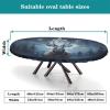 Barsada Deer and Snowflake Print Oval Tablecloth Fitted Stain Resistant Oilproof Elastic Table Cloth Oval Tablecloth Table Cover for Event Wedding Banquet & Parties Fits for 52 x 70 Oval Table view 4