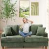 87in Corduroy Couch, Kidirect Sofa No Tool Assembly, Comfy Couches for Living Room 21in Deeper Seats, Corduroy Sofas for Living Room with 2 Pillows, Oversized Loveseat Sofa, Boho Love Seat Green Couch view 1