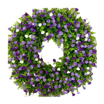 Farmhouse Colorful Cottage Wreath Spring Decoration, 2024 New 18 Inch Beautiful Artificial Wreaths for Front Door, Spring Wreath Welcome Sign, All Season Home Porch Wall Decor Wreath (D)