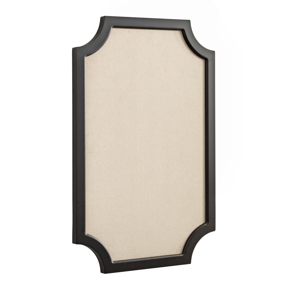 Hogan Framed Scalloped Decorative Wall Pinboard; Black; 24 x 36; Rustic Modern Farmhouse Bulletin Board for Wall Organization and Decorative Displays