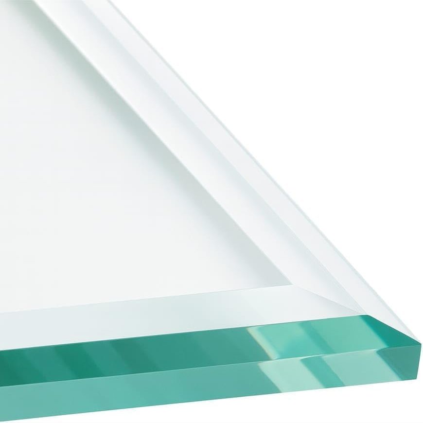 23" Inch Square Glass Table Top - Tempered - 3/8" Thick - Double Bevel Edge - Eased Corners