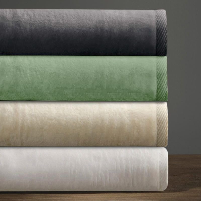 L' COZEE Downtown Company Throw Blanket Reversible Cotton Year Round Use, 100% Long Staple Cotton, 50 x 70, Fringed Edge Imported from Portugal (White)