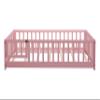 NCKMYB Full Size Pink Montessori Bed with Fence, Wooden Floor Bed with Guardrails, Kids Play Bed with Door for Girls view 4