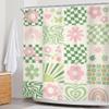 Newsely Retro Cute Green Pink Flower Shower Curtain 72Wx72H Inch Abstract 70s Danish Pastel Checkered Rainbow Groovy Shower Curtain Bathroom Set Girls Waterproof Bath Decoration Accessories Home Decor view 3