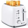 Aigostar Retro 2 Slice Toaster - Stainless Steel, Extra Wide Slots, Bagel Function, Cancel & Defrost, 6 Shade Settings, Removable Crumb Tray, White view 1