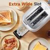 Aigostar Retro 2 Slice Toaster - Stainless Steel, Extra Wide Slots, Bagel Function, Cancel & Defrost, 6 Shade Settings, Removable Crumb Tray, White view 4