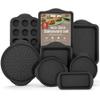 BAKKEN 8-Piece Kitchen Oven Baking Pans Set - Deluxe Nonstick Gray Marble Coating, Professional Grade Carbon Steel Bakeware with Silicone Handles - Oven, Dishwasher, and Freezer Safe view 1