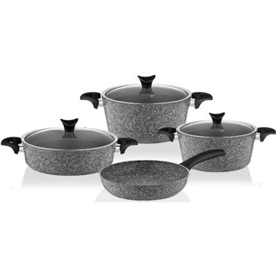 7 Piece Granite Cookware Set Gray Pan Kitchen Utensil Useful Non- Stick Pan Cookware Set
