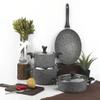 7 Piece Granite Cookware Set Gray Pan Kitchen Utensil Useful Non- Stick Pan Cookware Set view 2