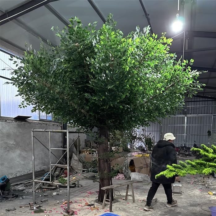 Artificial Green Banyan Tree Simulation Plants Silk Fake Ficus Tree with Real Wood Trunk for Office Home Farmhouse for Indoor Outdoor Decor (Size : 1mx0.9m)