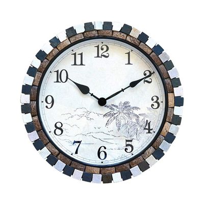 18-inch Wall Clock Creative Mute Quartz Clock Natural Culture Stone and Coconut Shell Decoration is Very Suitable for Indoor or for Gifts for Friends Modern Wall Cloc