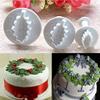 3 Pc/Set 3D Christmas Holly Leaf Leaves Cookie Plunger Cutter Fondant Sugarcraft Mold Cake Decoration Mould Baking Tools view 3