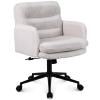 Youhauchair Upholstered Home Office Chair, Faux Cashmere Modern Mid Back Computer Desk Chair with Wheels, Ergonomic, Adjustable Height, Cream view 1