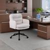 Youhauchair Upholstered Home Office Chair, Faux Cashmere Modern Mid Back Computer Desk Chair with Wheels, Ergonomic, Adjustable Height, Cream view 2