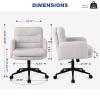 Youhauchair Upholstered Home Office Chair, Faux Cashmere Modern Mid Back Computer Desk Chair with Wheels, Ergonomic, Adjustable Height, Cream view 3