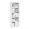 Furinno Rail 5-Tier Open Shelf Bookcase with Classic Style Edges, White view 1