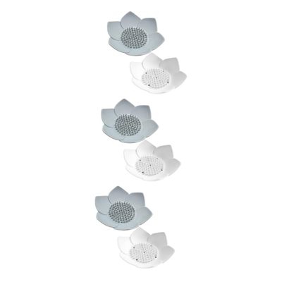 Amosfun 6pcs Silicone Soap Rack Creative Draining Soap Storage Tray for Kitchen Bathroom Non-Slip Holder Drainage Design Easy to Clean Grey White
