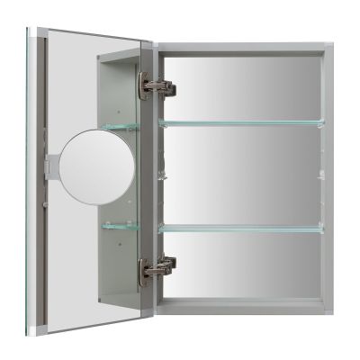 DURLDENG Medicine Cabinet with Mirror3X Movable Magnifier16 X 24 InchRecessed Bathroom Medicine Cabinet with Mirror2 Adjustable Shelves,Silver,170Large Soft Hinge