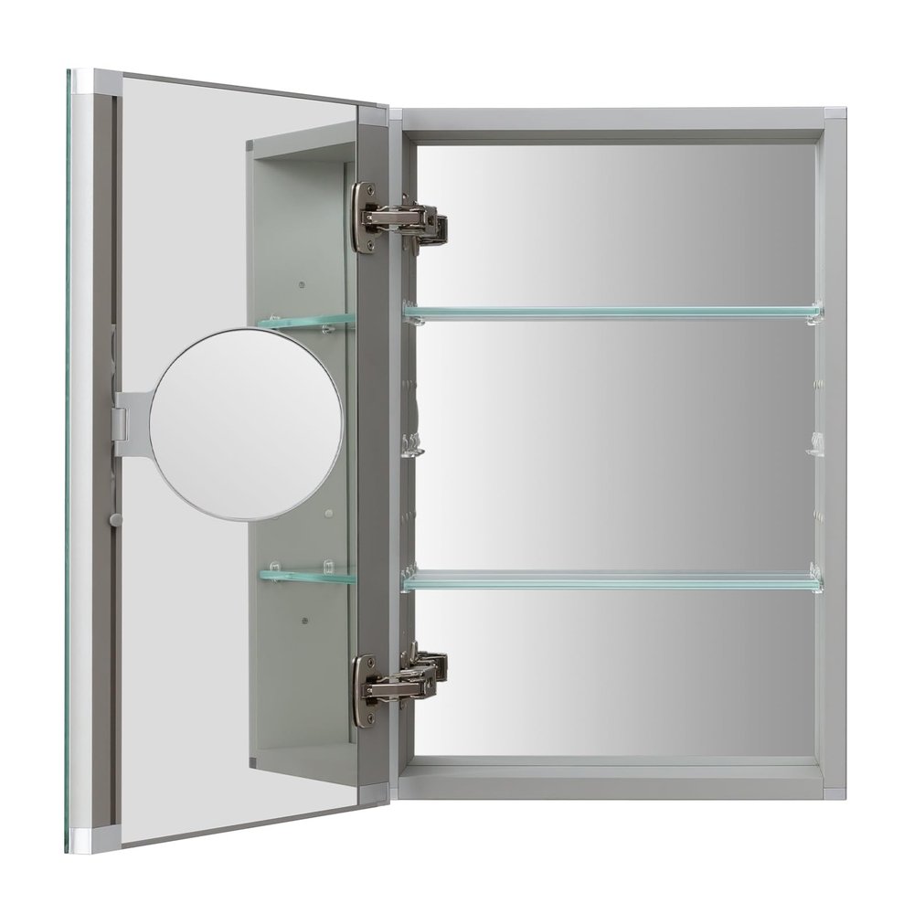 DURLDENG Medicine Cabinet with Mirror3X Movable Magnifier16 X 24 InchRecessed Bathroom Medicine Cabinet with Mirror2 Adjustable Shelves,Silver,170Large Soft Hinge