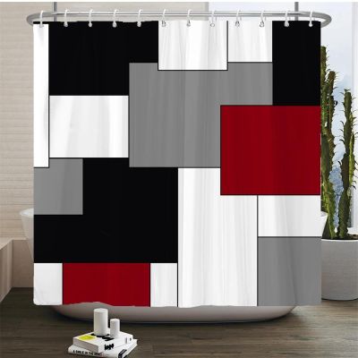 Modern Geometric Shower Curtain 3D Print Waterproof Shower Curtain Polyester Bathtub Curtain Bathroom Decorative with Hooks 83x63in-210x160cm/WxH Shower Curtain
