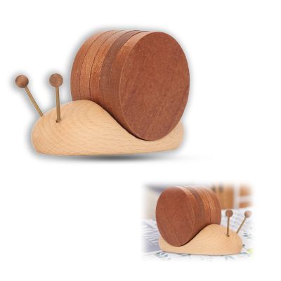 5 Pcs Drink Coasters Funny Coasters Snail Coaster Set Drink Coasters Set of 2 with Magnet, Cup Mat for Drinks Cute Exquisite Wood Drink Coasters for Home Restaurant Coasters
