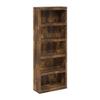 Furinno Rail Book Shelf, 5-Tier Bookshelf with Open Shelf, Bookcase with Classic Style Edges, 10 x 24.6 x 63.5, for Organization and Storage, for Living Room, Bedroom, Home Office, Amber Pine view 4