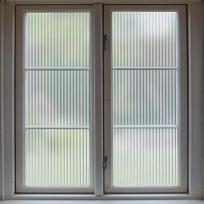 VELIMAX 1/2-Inch Reeded Glass Window Film, Frosted Reeds Window Film, Window Privacy Film, 3D Window Decals Non Adhesive for Bathroom Living Room Office, 35.4x118 inches