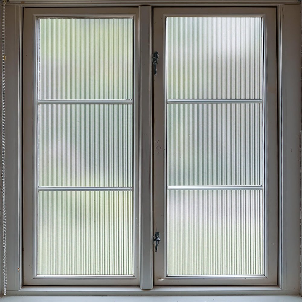VELIMAX 1/2-Inch Reeded Glass Window Film, Frosted Reeds Window Film, Window Privacy Film, 3D Window Decals Non Adhesive for Bathroom Living Room Office, 35.4x118 inches