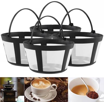 TQEONKL Reusable Coffee Filter Baskets 4-Pack, Compatible with Mr. Coffee, Black & Decker, Cuisinart & More, White, Small