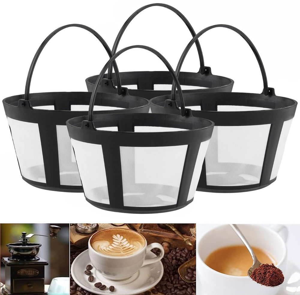 TQEONKL Reusable Coffee Filter Baskets 4-Pack, Compatible with Mr. Coffee, Black & Decker, Cuisinart & More, White, Small