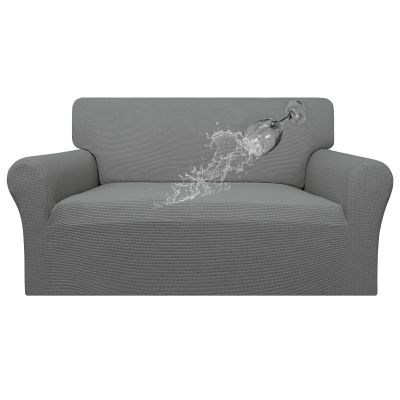 Easy-Going 100% Waterproof Oversized Loveseat Couch Cover, Dual Waterproof Sofa Cover, Stretch Jacquard Sofa Slipcover, Leakproof Furniture Protector for Kids, Pets, Dog and Cat, Grey
