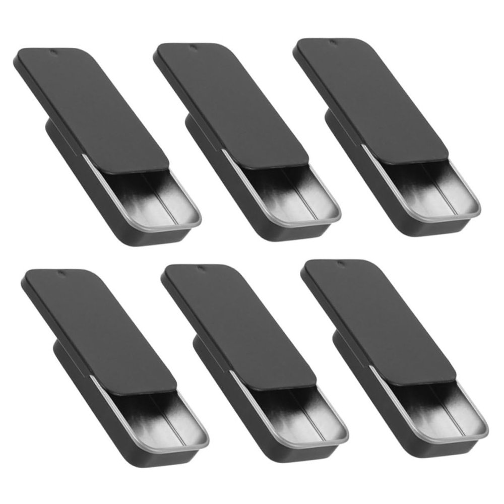 DECHOUS 6pcs Slide Top Tinplate Organizers Snack Containers for Candy Jewelry Pills Retro Style Boxes