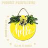Welcome Sign Hello Front Door Round Wood Sign Hanging Welcome Sign for Farmhouse porch Spring Welcome Sign Front Door Decoration (Yellow board Hello) view 2
