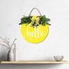 Welcome Sign Hello Front Door Round Wood Sign Hanging Welcome Sign for Farmhouse porch Spring Welcome Sign Front Door Decoration (Yellow board Hello) view 3