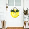 Welcome Sign Hello Front Door Round Wood Sign Hanging Welcome Sign for Farmhouse porch Spring Welcome Sign Front Door Decoration (Yellow board Hello) view 4